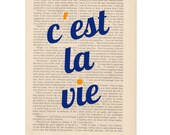 inspirational quote - C'est La Vie - french quote dictionary art print