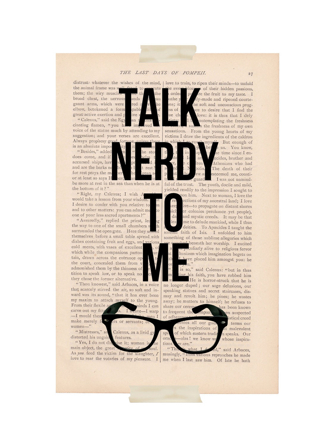 funny quote dictionary art page upcycled book art TALK NERDY To ME print - vintage art book page - funny quote dictionary art page print