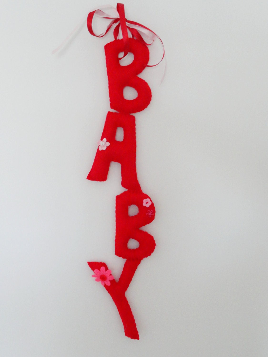 Red felt baby wall hanging room decoration mobile nursery decor