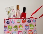 Owl zipper pouch  pencil case school and learning cosmetic bag zakka style zipper