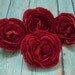 Silk Flowers - FOUR Silk Ranunculus Flowers in Burgundy Red - 3 Inches - Artificial Flowers