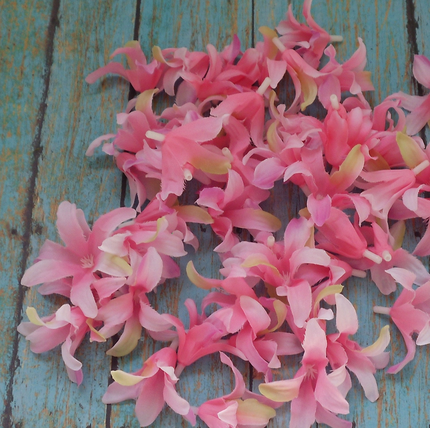 Silk Flowers - 50 Large Pink Artificial Hyacinth Blossoms - 2 Inches - Artificial Flowers