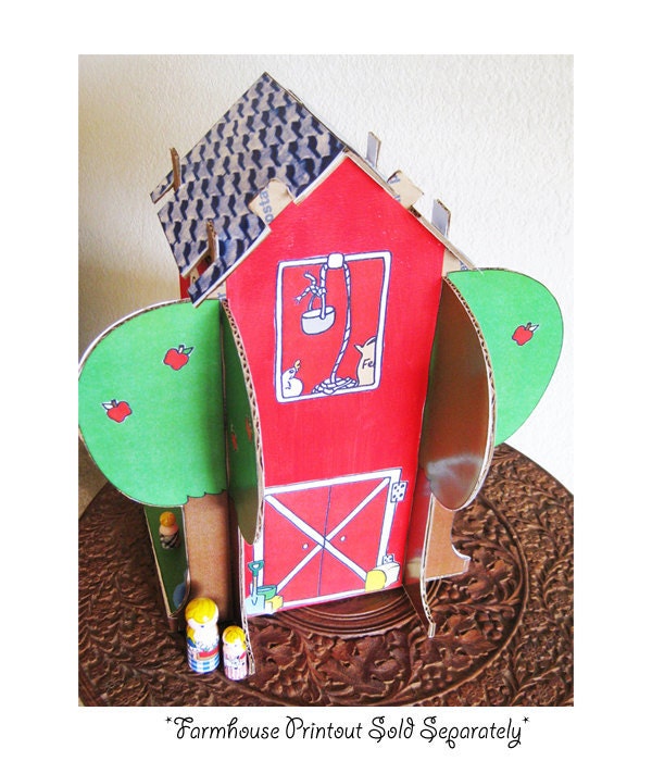 Cardboard Dollhouse PDF Pattern Recycle Cardboard Boxes DIY Toy house Paper Craft