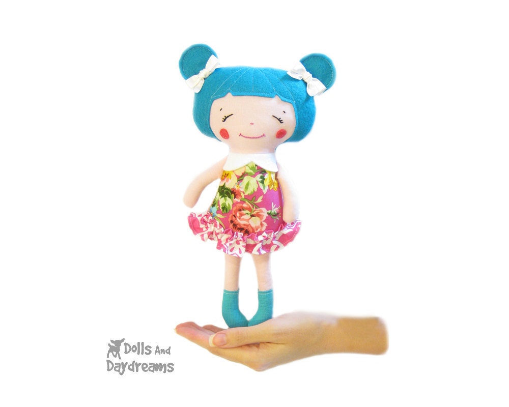 Small Doll Sewing Pattern PDF Pocket Size Cute Stuffed Fabric Cloth Dolly Tutorial Little Sister