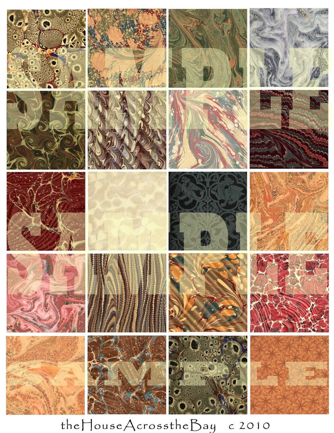 Book Pages Digital collage sheet  2 inch squares Two Inch Squares Victorian Paper Digital Vintage Papers Cards Ephemera Scrapbooking 012