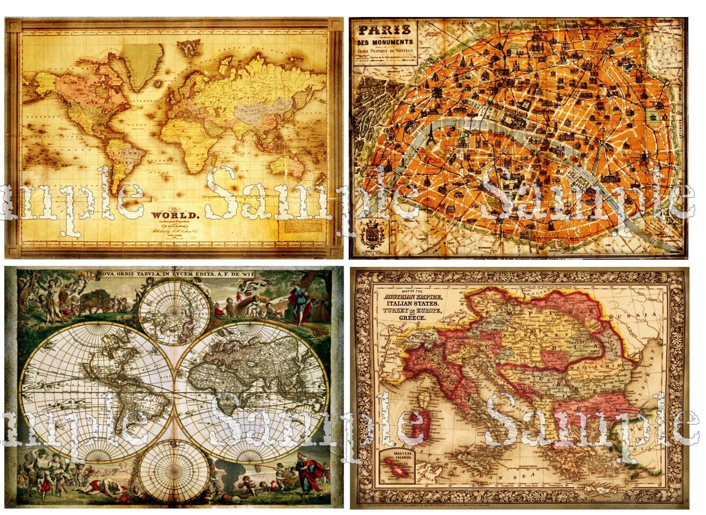 Maps Digital Collage ATC ACEO 2.5x3.5 Background Digital Images Digital Map Atlas Cards Ephemera Embellishments Journaling Spots Tags 059