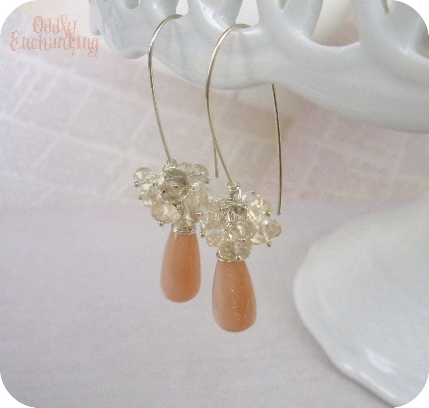 Bellini Earrings- Sunstone, Scapolite, Sterling Silver Featured in Bead Trends Magazine July 2011 Issue