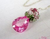 Abby Necklace- Pink Topaz, Tourmaline, White Topaz, Sterling Silver