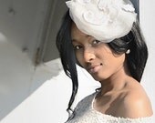 Viva La Romance ivory handmade flower fascinator with pearls and rhinestones