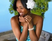 Sentimental Rose silk flower fascinator with pearls, lace and ostrich plume feathers