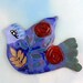 Bluebird and Roses Hand-made Ceramic Wall Art by Cathy Kiffney