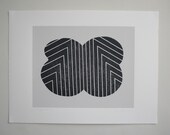 SALE Large original art screenprint. Black and pale grey abstract 'leaf' original handmade screenprint.