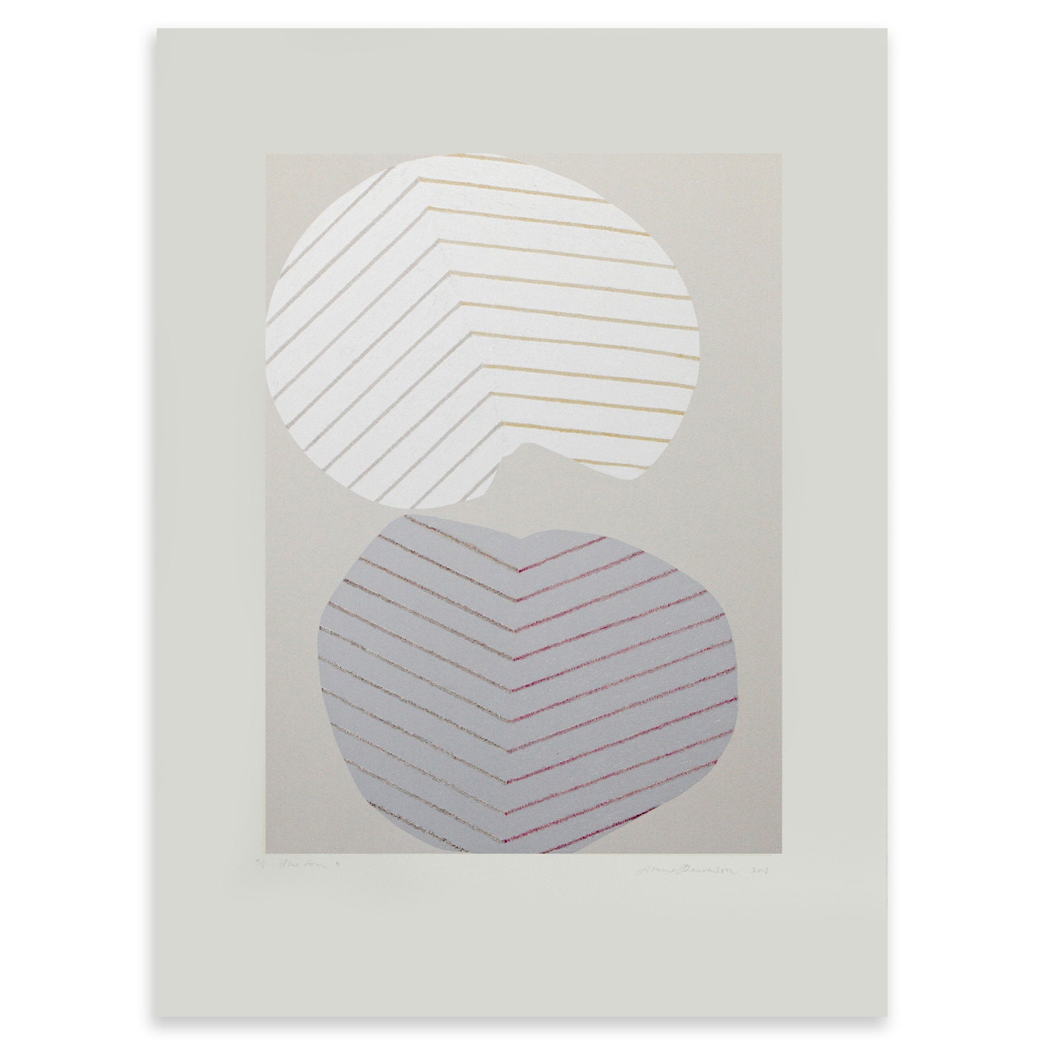 Large fine art print, an original handmade abstract screenprint with pencil detail on finest quality paper