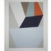 Geometric original seven colour handmade screenprint in lovely blues, greys, neutrals and orange.