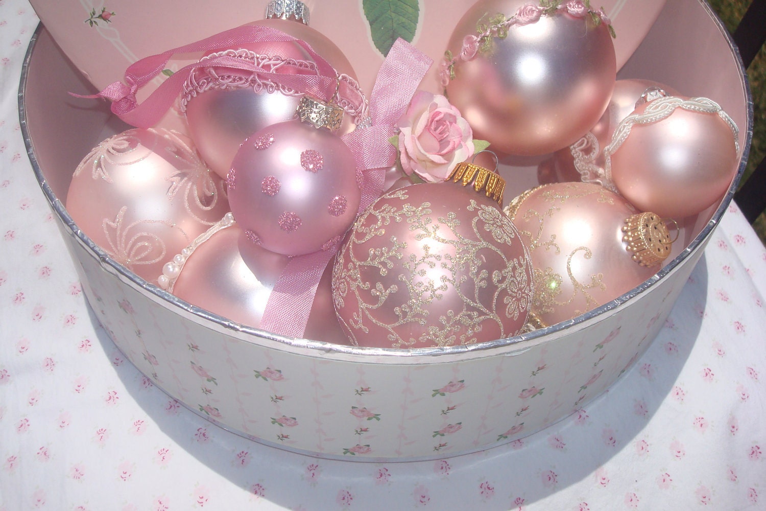 Custom order for Camille only-2 small pink bulbs and 2 red and gold bulbs