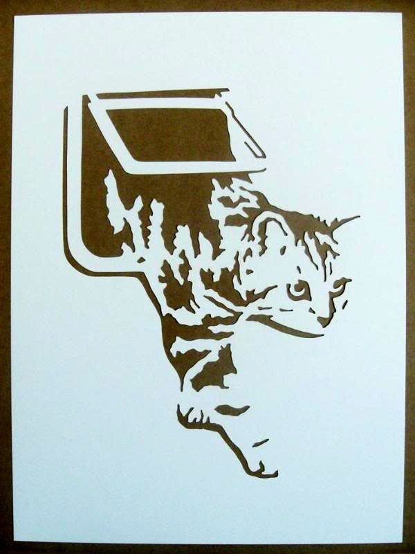 Cat Flap Stencil Banksy Cats Catflap