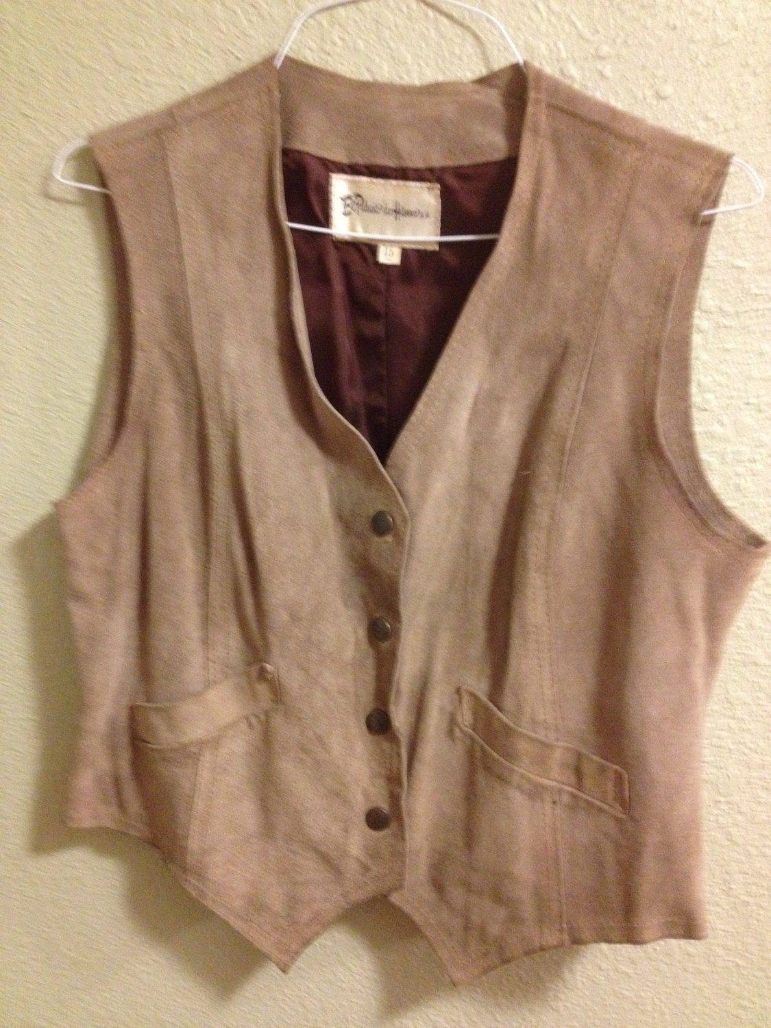 El Palacio de Hierro Vintage Leather Suede Brown Tan Vest Size S