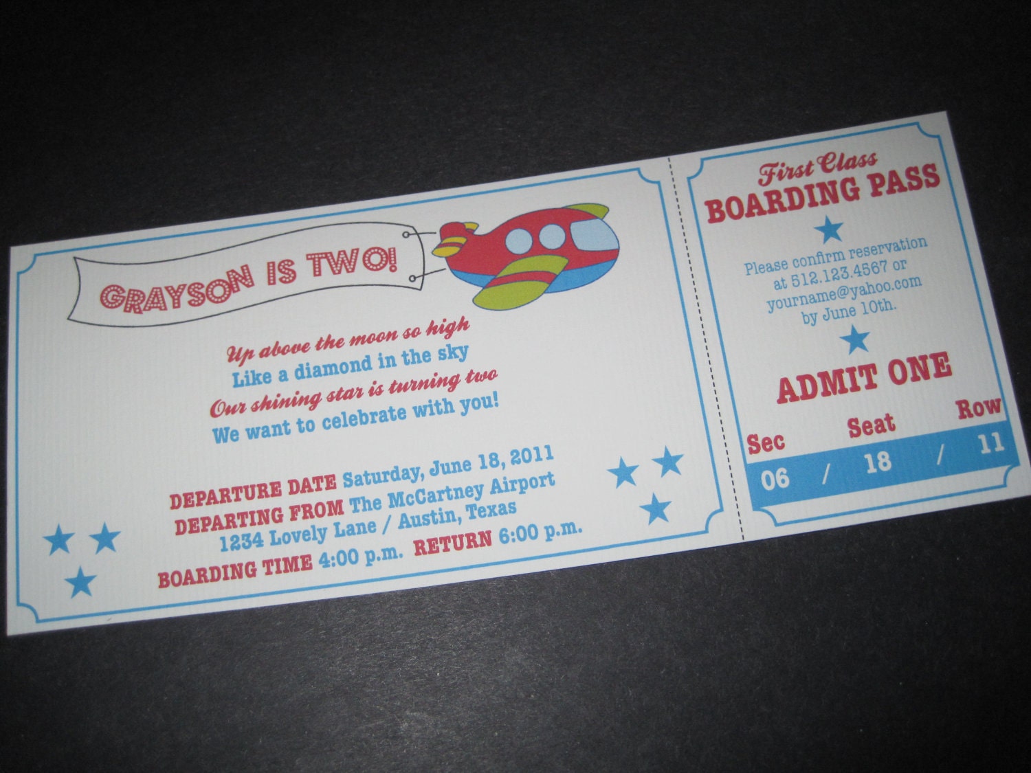 Plane Boarding Pass Invitation