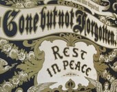 Antique Victorian Gothic Mourning Lithograph Art Print - Large Death Memorial Picture Poster Funeral Memento Mori Dark Steampunk Postmortem