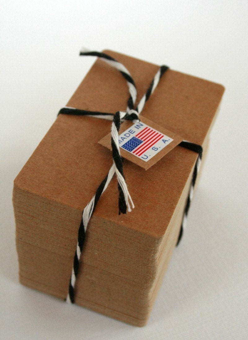 Business Card Size Heavy Kraft Recycled Chipboard Blanks - set of 50 - Crafting or Letterpress or Stamping