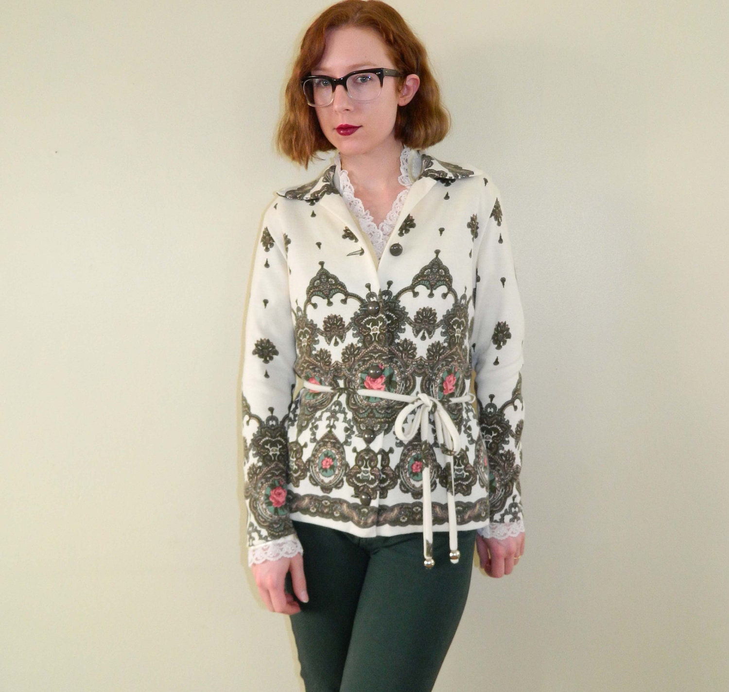 1970s Tea Rose Jacket Blouse Crème Medium