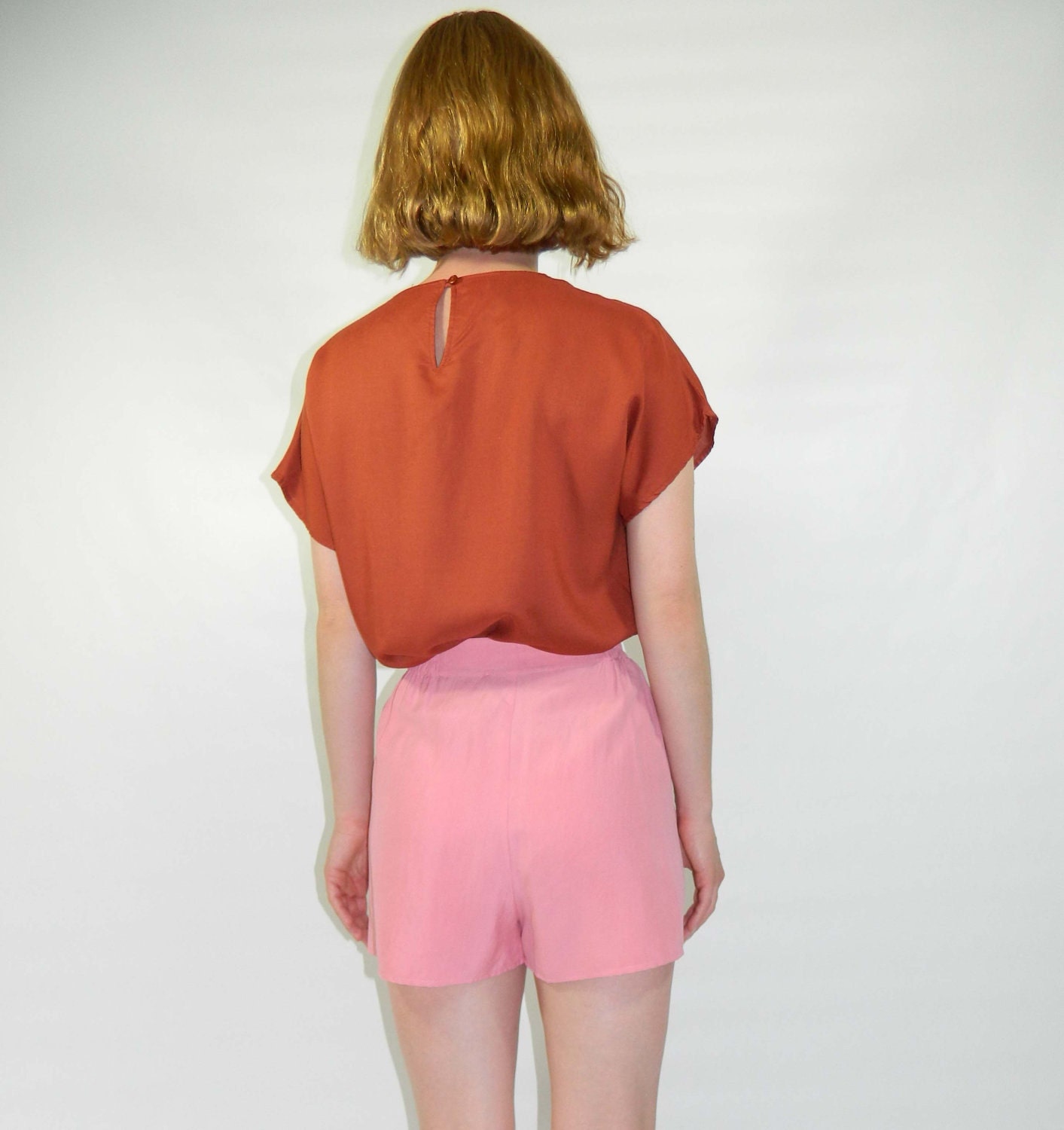 Pink Shorts Silk High Waist XS/S