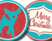 DIY Printable Vintage Rudolph the Red-Nosed Reindeer Christmas Party Circles Cupcake Toppers