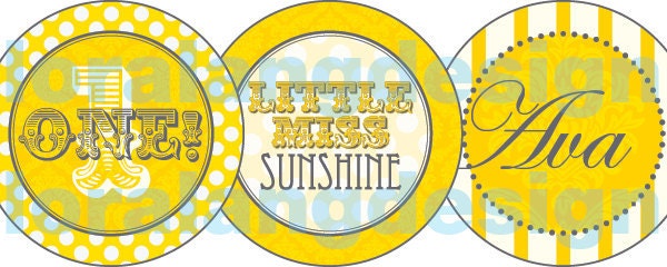 DIY Printable Little Miss Sunshine Cupcake Toppers Favor Tags Party Circles Il_570xn
