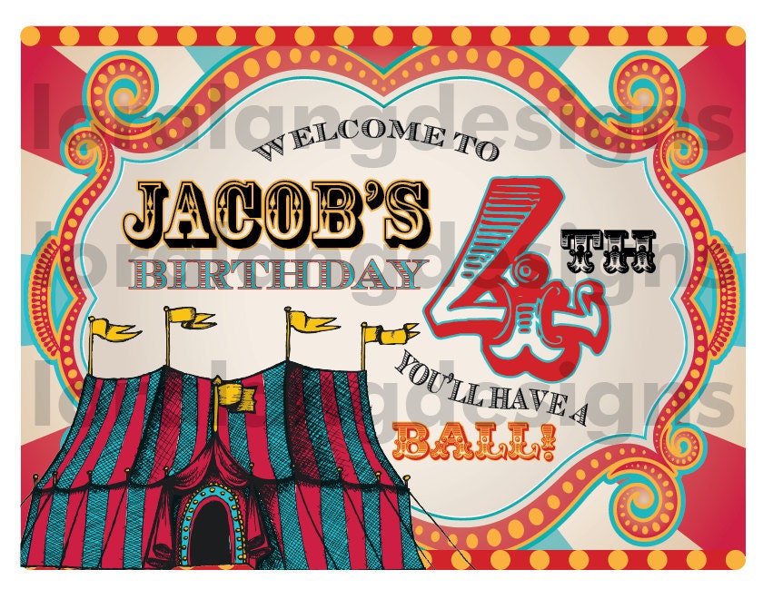 DIY Printable Vintage Carnival Circus Birthday Yard Sign Il_570xn
