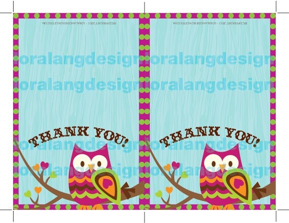 DIY Printable Owl Thank You Cards Il_570xn