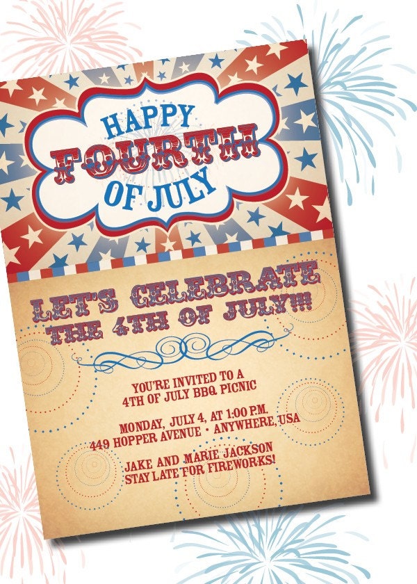 DIY Printable Americana Fourth of July Birthday Invitation