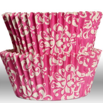 Pink GREASEPROOF Damask Baking Cups Cupcake Liners - Quantity 50 Il_570xn
