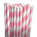 Stripe Light Pink Party Paper Straws - Cake Pop Sticks - Pixie Sticks - Qty 25