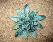 Seafoam blue and green flower hair clip