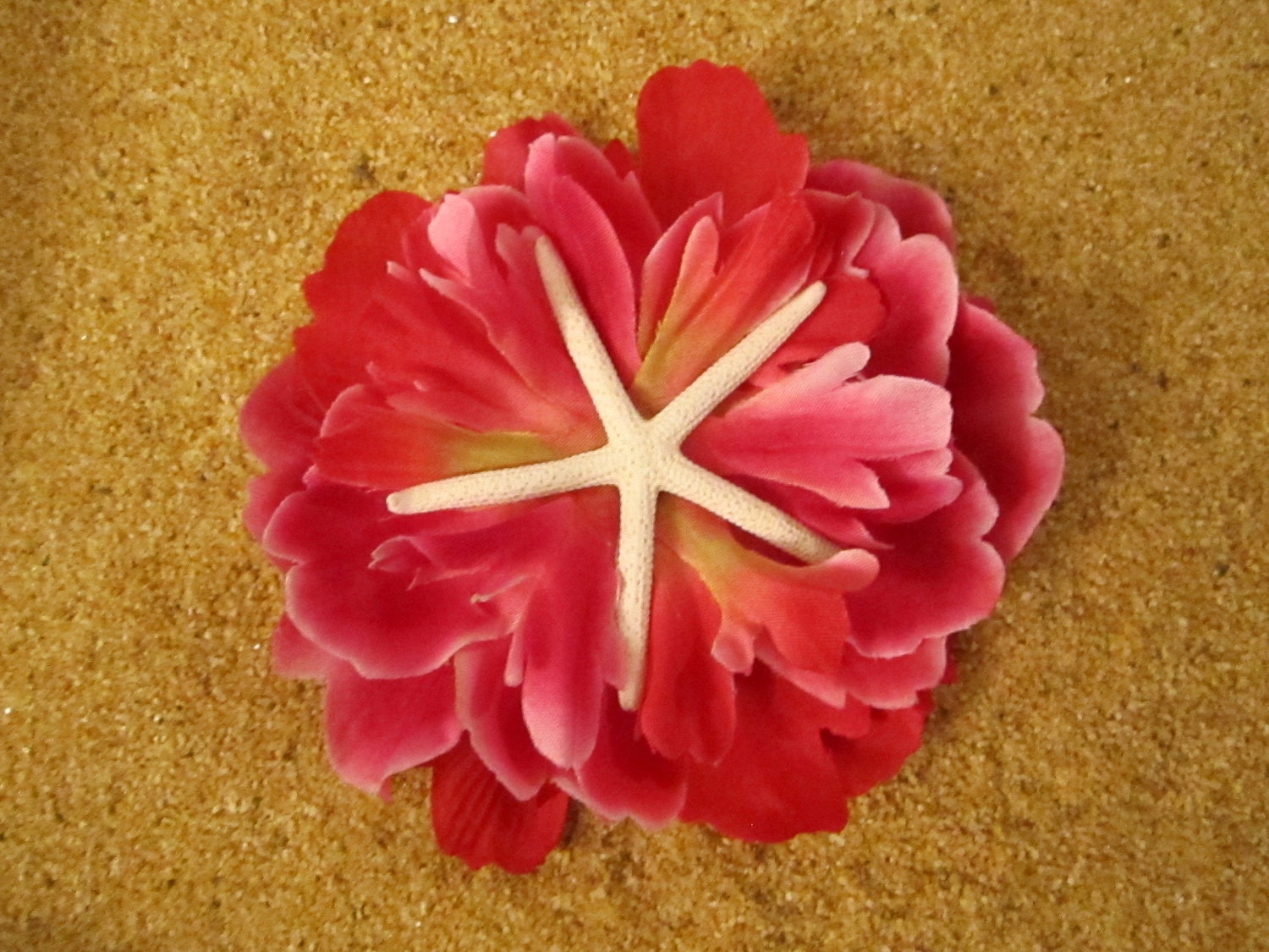 Starfish hair clip - Pink flower