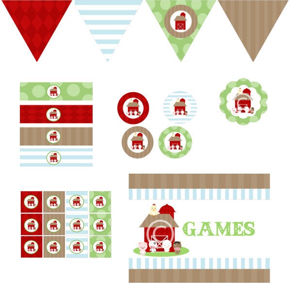 Barnyard Party Decorations for Birthday Party or Baby Shower - DIY Printable Decor by BeeAndDaisy - Instant Download Il_570xn