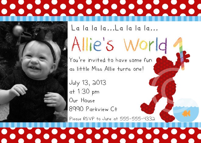Elmo Inspired Printable Invitation for Birthday Party or Baby Shower - DIY Girls and Boys Invite by BeeAndDaisy Il_570xn