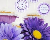 PRINTABLE 2 Inch Party Circles - Perfectly Purple Gerber Daisy Collection