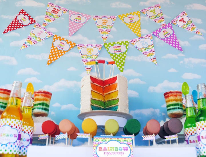 RAINBOW Party Happy Birthday Banner - Rainbow of Fun Collection - Gwynn Wasson Designs PRINTABLES