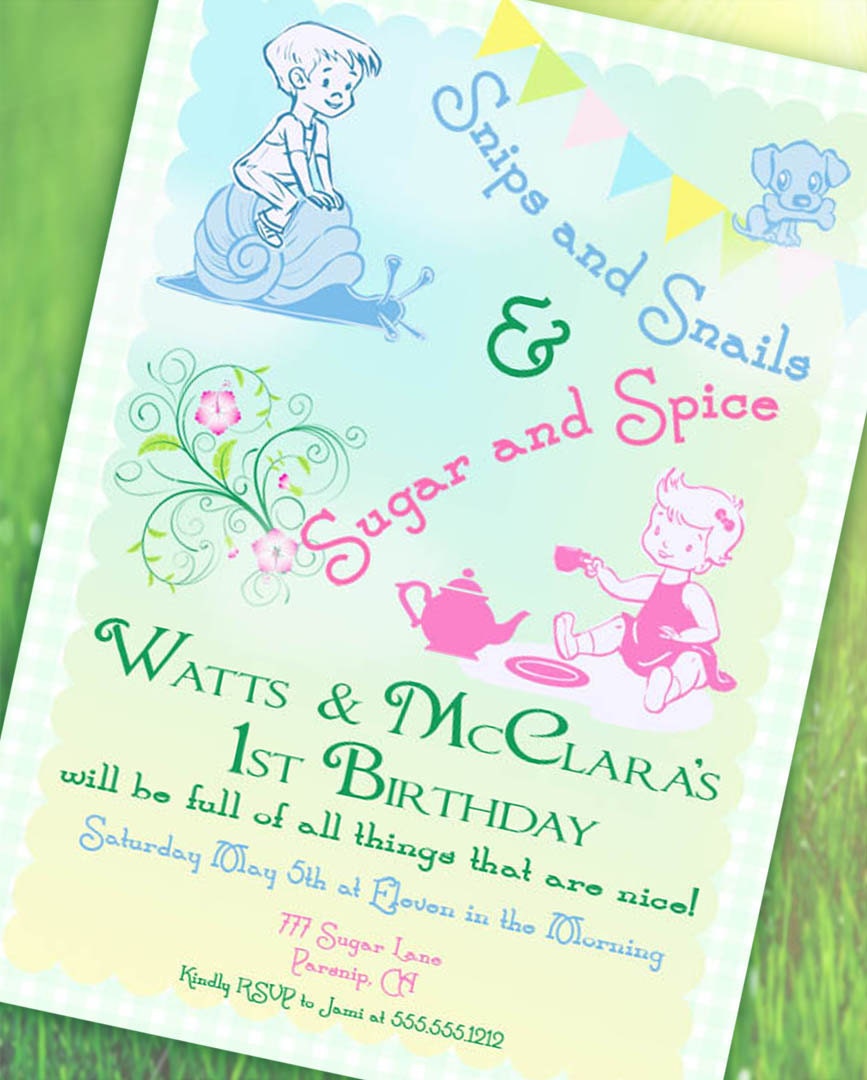 Twin Birthday Party Invitation  - Sugar and Spice Collection - Gwynn Wasson Designs - PRINTABLES