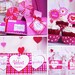 PRINTABLE Be Mine, Valentine Collection - Party Circles, Banner, Bottle Wraps, Invitation, Favor Tags and Much More