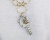 Etsy Sale Gold Steampunk Key Necklace....You Can Call Me Anytime.... Vintage Telephone Watch Parts Gold Upcycled Recycled Jewelry