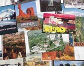 Post Cards from America  Craft Projects Supplies Suitcase Art Collage Scrapebook USA Recycled Upcycled