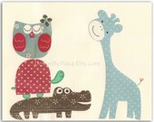 Nursery Wall Art Decor Kids Print Animals Bird..Yoga friends