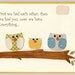 Nursery Wall Art Print..Thinking of you, orange, brown, green nursery, owl theme baby room