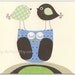 Baby boy Nursery, wall art Decor, Children Art print, owls...Birds on my Head