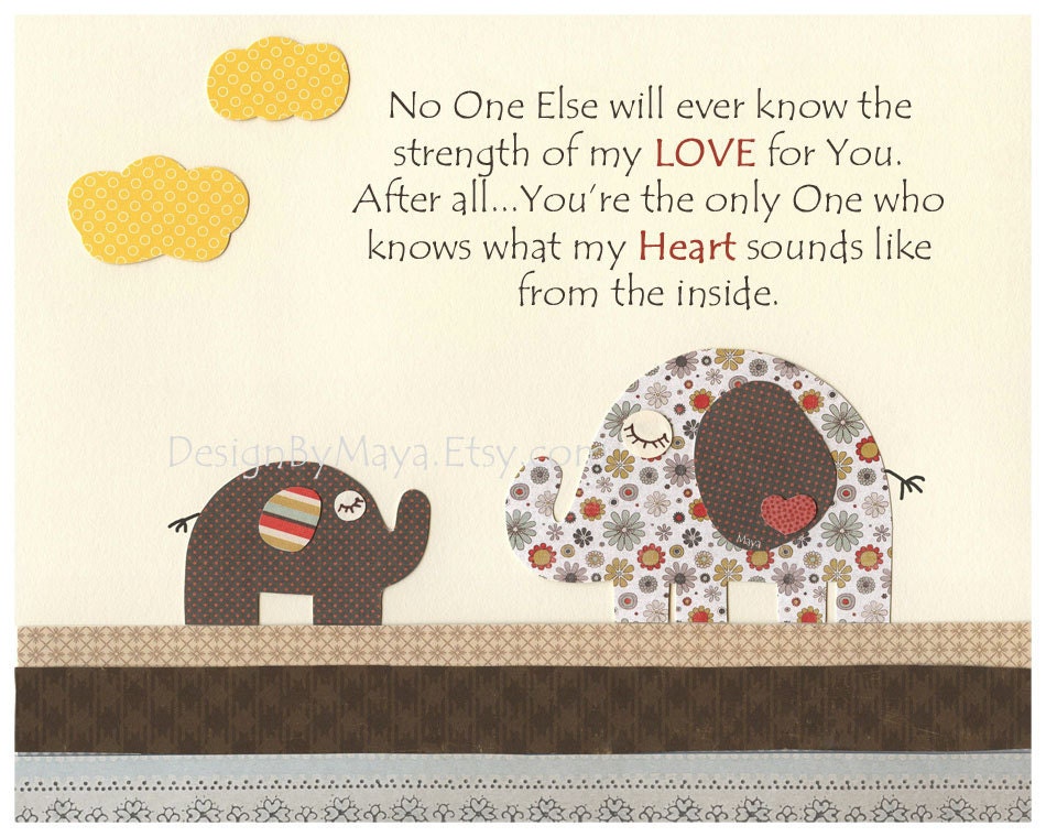 Nursery art decor, nursery elephant decor, baby elephant wall art // Brown yellow gray cream // Elephant nursery set of 4 8x10 prints