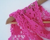 lace feminine crochet scarf in pink for her -  lace wool