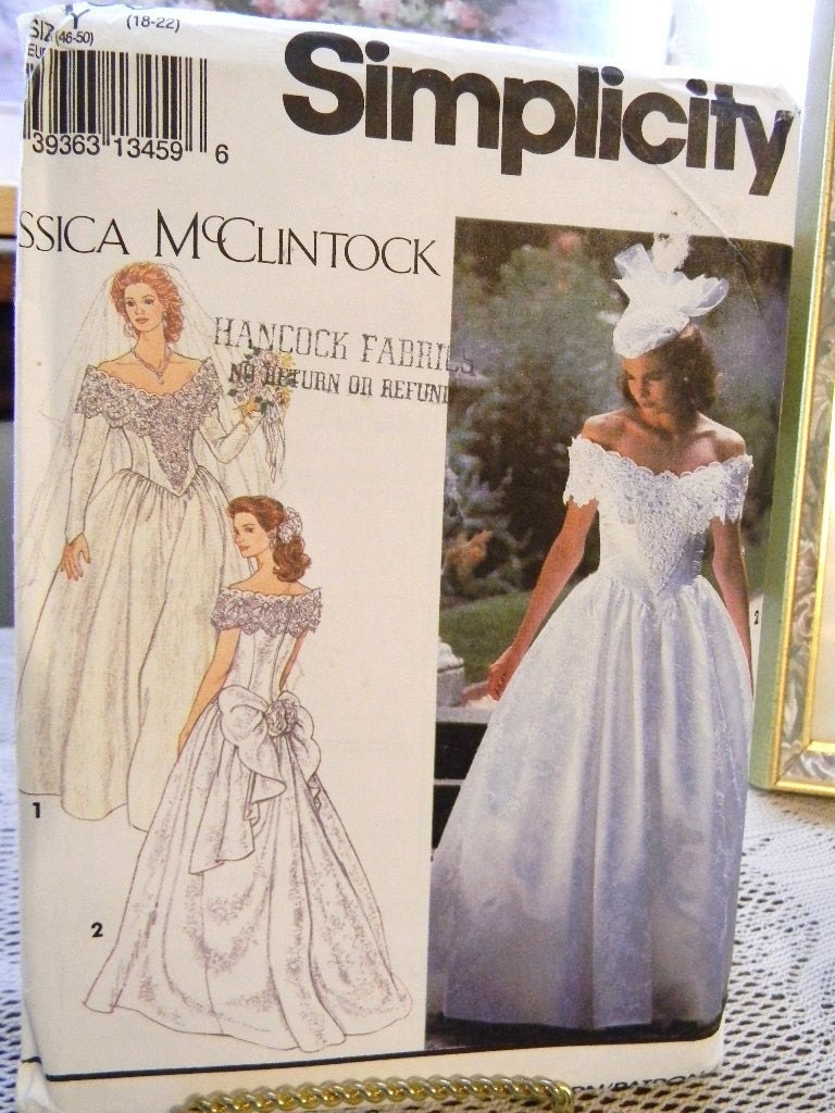 Jessica McClintock Wedding Dress Pattern 8165 Vintage UNCUT Women Plus 18-22 TREASURY