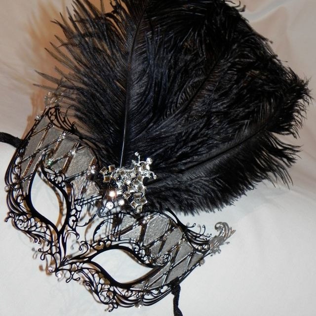 Metallic and Feather Masquerade Mask